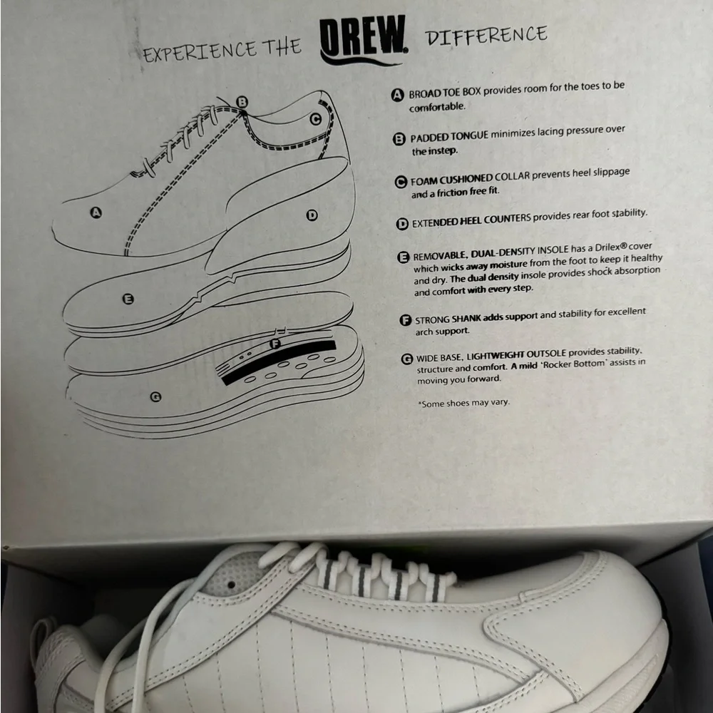 DREW Mens VOYAGER athletic leather WHITE shoes sneakers 10.5 W wide